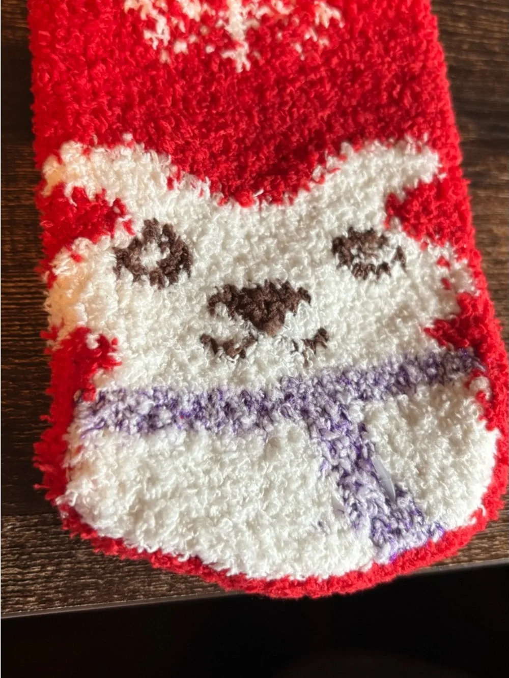 Womens Red Polar Bear‎ Snowflake Fuzzy Socks SO-919 One Size